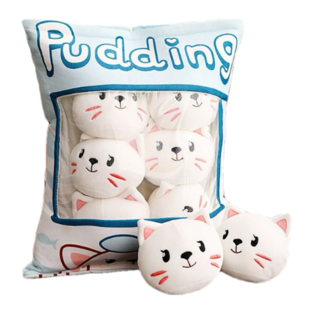 Stress-Relief Pudding Pillow White Kitties